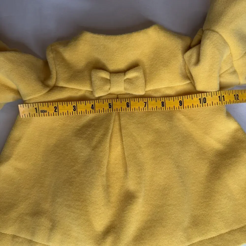 Max Studio Girls Pea Coat Yellow Size 12 Months Bell Sleeves With Bows